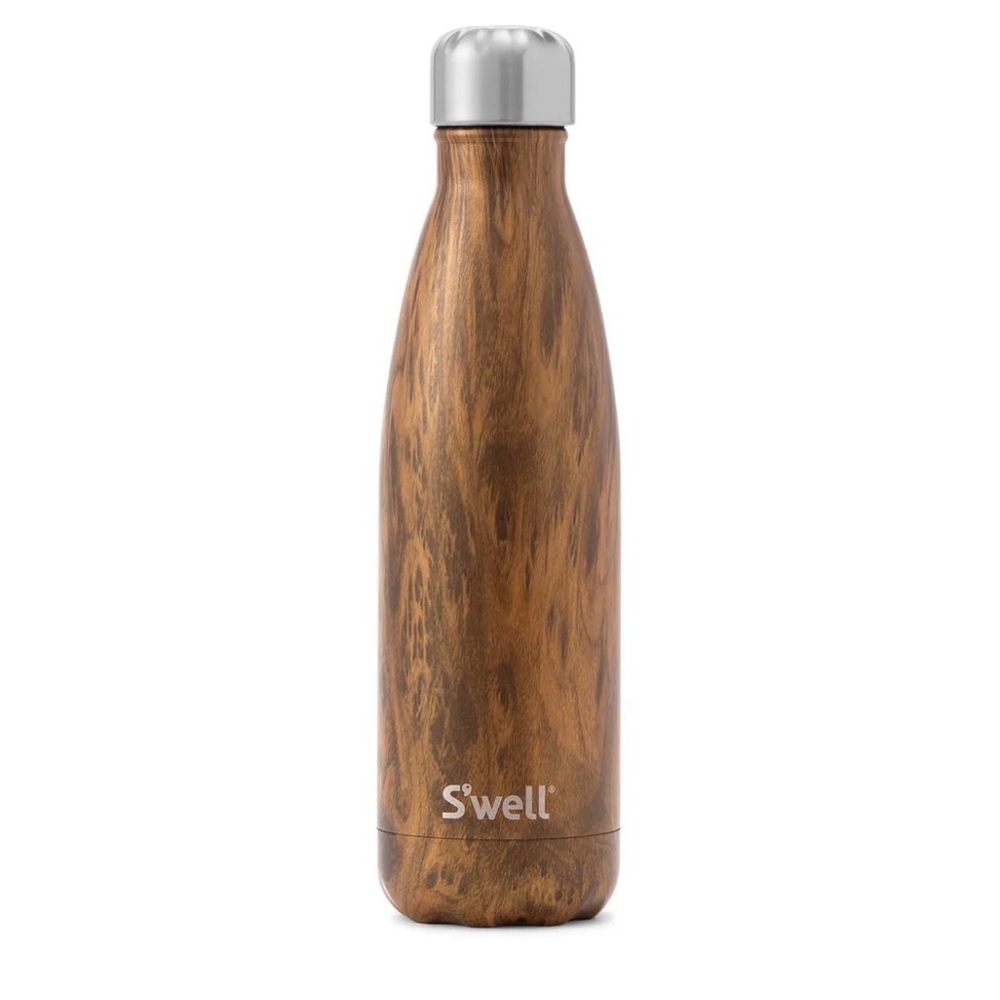 S'well Brown Wood Pattern Bottle with Silver Cap